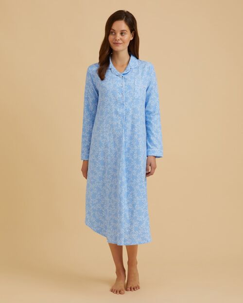 Women's Brushed Cotton Nightshirt - Sky Bloom