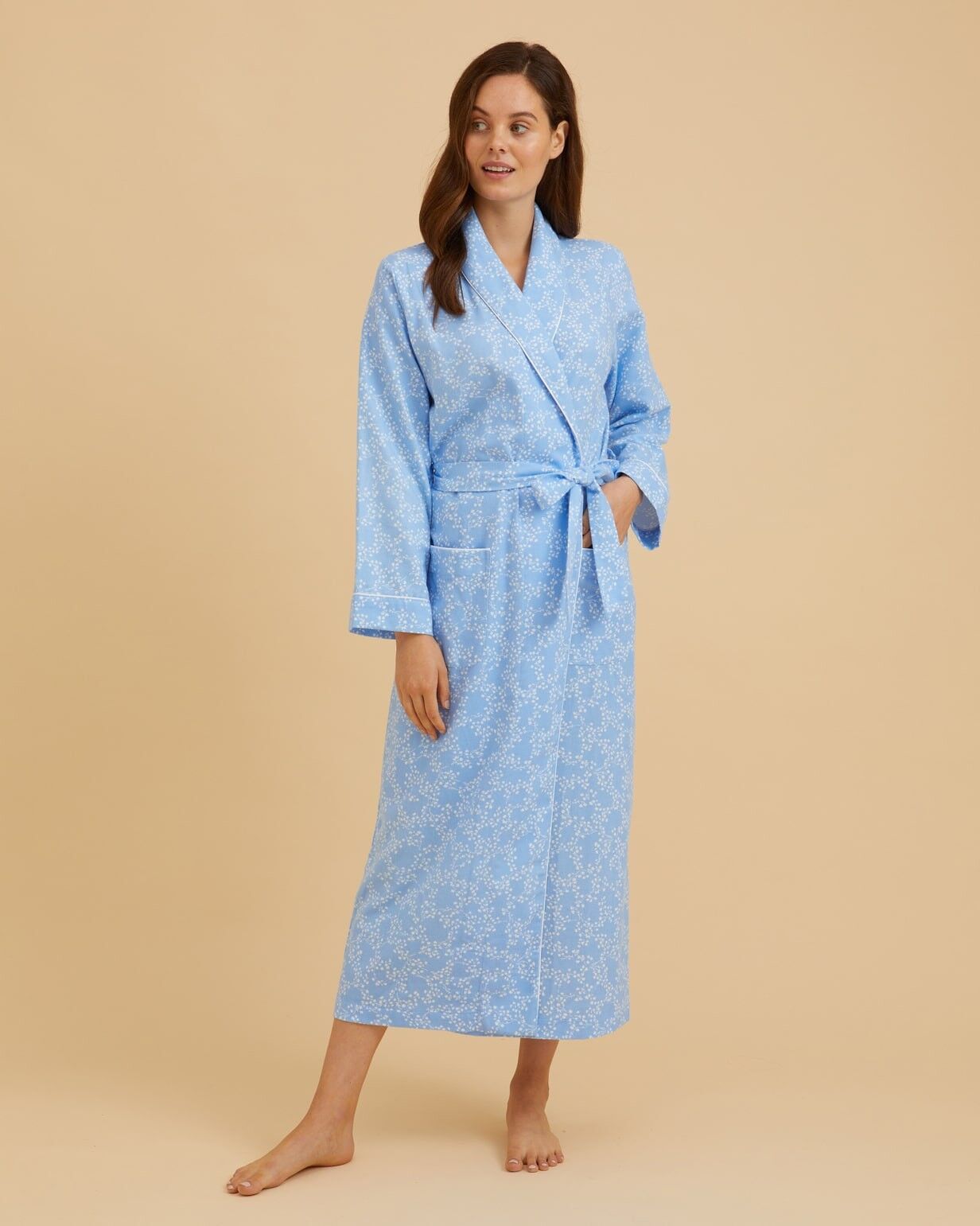 Brushed cotton 2024 dressing gown womens