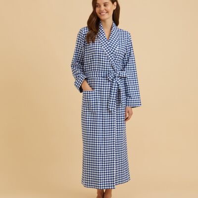Women's Brushed Cotton Dressing Gown - Midnight Gingham