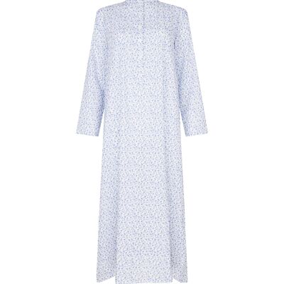 Women's Victoria Long Sleeve Cotton Nightdress - Blue Poppy
