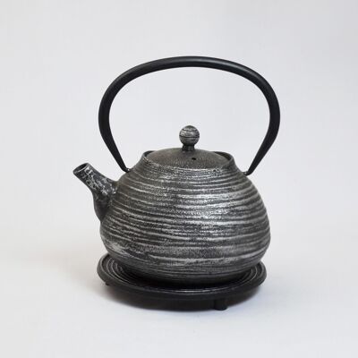 En Ten cast iron teapot 0.8l black/silver with saucer