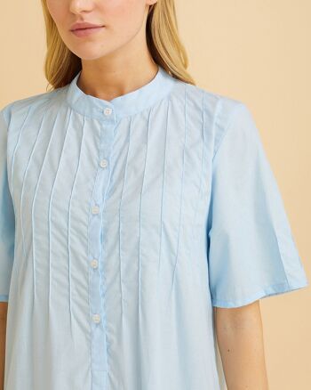 Chemise de nuit en coton à manches courtes pour femme Victoria - Bleu 2