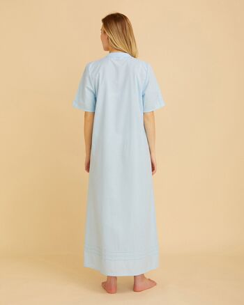 Chemise de nuit en coton à manches courtes pour femme Victoria - Bleu 4