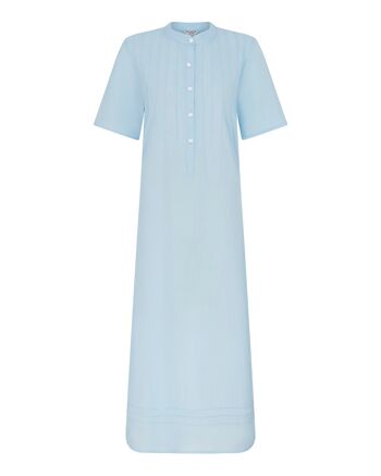 Chemise de nuit en coton à manches courtes pour femme Victoria - Bleu 5