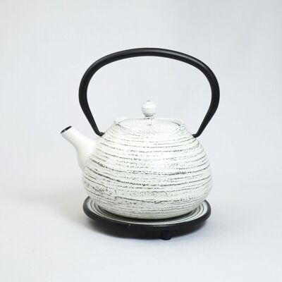 En Ten cast iron teapot 0.8l white with saucer