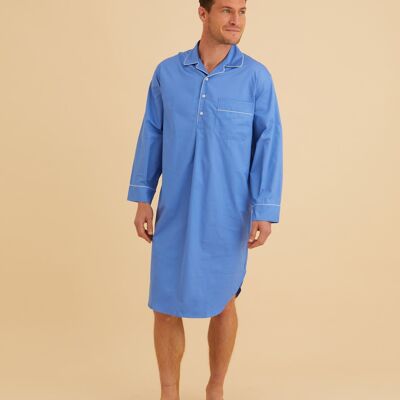 Men's Classic Cotton Nightshirt - Mid Blue
