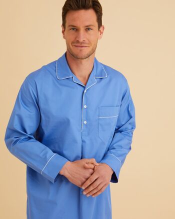 Chemise de nuit en coton classique pour homme - bleu moyen 3