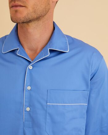 Chemise de nuit en coton classique pour homme - bleu moyen 4