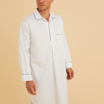 Men's Classic Cotton Nightshirt - White