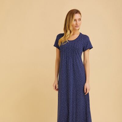 Women's French Pleat Short Sleeve Jersey Nightdress - Polka Dot