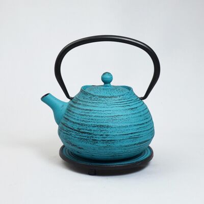 En Ten cast iron teapot 0.8l light blue with saucer