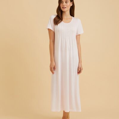 Women's French Pleat Short Sleeve Jersey Nightdress - Soft Pink