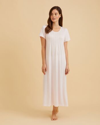 Chemise de nuit en jersey à manches courtes et plis français pour femme rose pâle 1