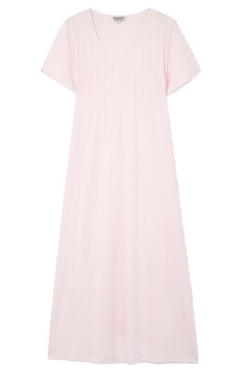 Chemise de nuit en jersey à manches courtes et plis français pour femme rose pâle 5