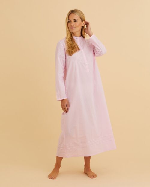 Women's Victoria Cotton Long Sleeve Nightdress - Pink