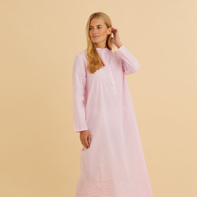 Women's Victoria Cotton Long Sleeve Nightdress - Pink