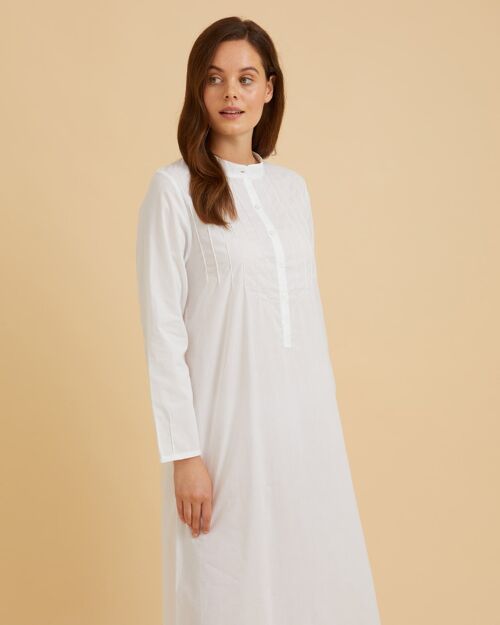 Women's Victoria Cotton Long Sleeve Nightdress - White