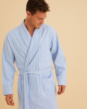 Robe de chambre en coton brossé pour homme - Rayure classique 3