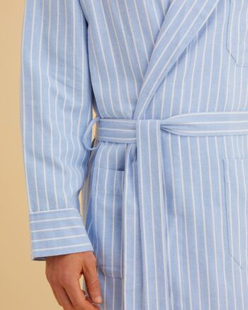 Robe de chambre en coton brossé pour homme - Rayure classique 4