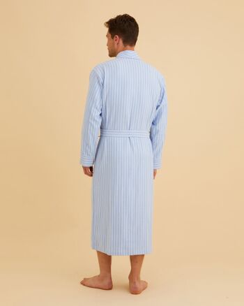 Robe de chambre en coton brossé pour homme - Rayure classique 5