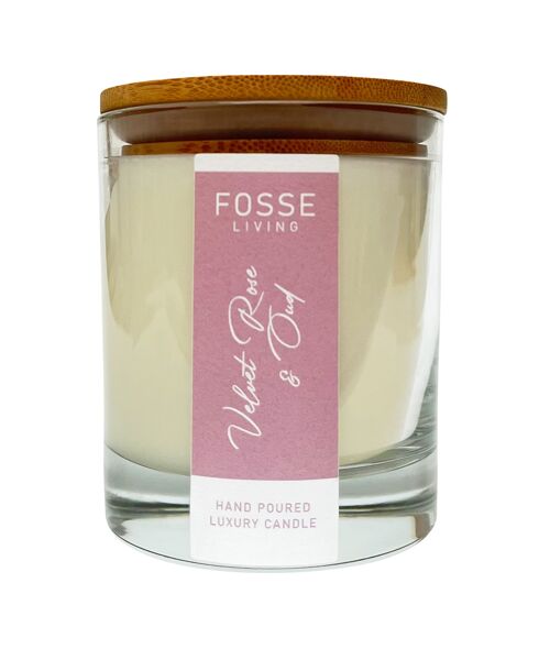 Velvet Rose & Oud Highly Scented & Long Lasting Candle in Glass Jar: Natural Coconut & Soy Wax