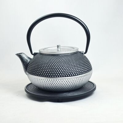 Ko Bu 1.2L Cast Iron Teapot Silver Black-Silver