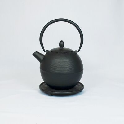 Kyandi cast iron teapot 1.0l black with saucer