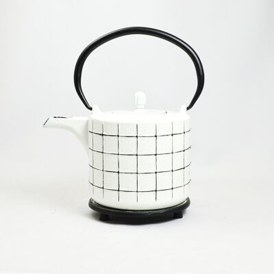 Ko Gane cast iron teapot 0.8l white with saucer