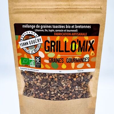 Mezcla de semillas tostadas "Grillo'Mix" 100 g AB (trigo sarraceno, lino, cáñamo, girasol y altramuz)