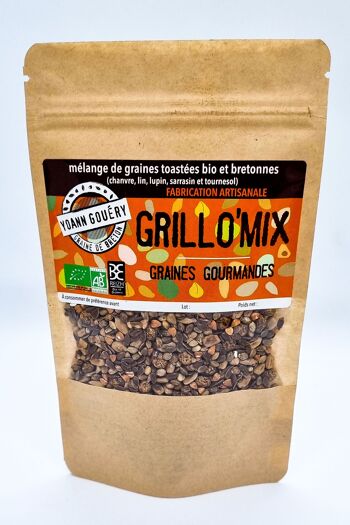 Mélange de graines torréfiées "Grillo'Mix" 100 g AB (sarrasin, lin, chanvre, tournesol et lupin)