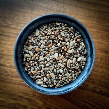 Mélange de graines torréfiées "Grillo'Mix" (sarrasin, lin, chanvre, lupin et tournesol) 1 kg AB