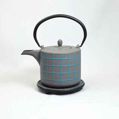 Ko Gane cast iron teapot 0.8l grey/light blue with saucer