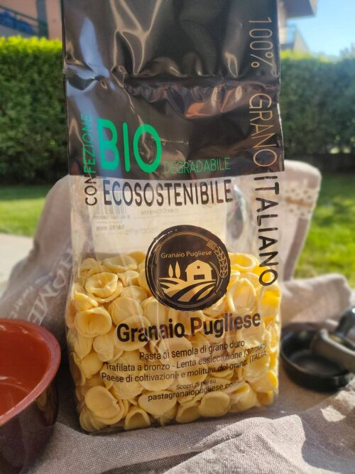 Orecchiette (Artisan pasta with own production wheat without glyphosate in Rocchetta S.A. PUGLIA) - Biodegradable Packaging
