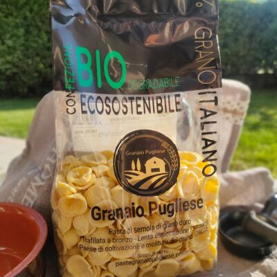 Orecchiette (Pasta artesanal con trigo de producción propia sin glifosato en Rocchetta S.A. PUGLIA) - Envases biodegradables