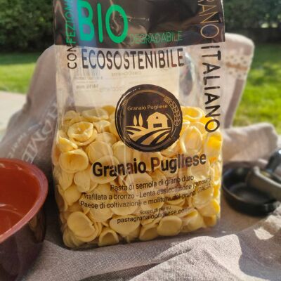 Orecchiette (handwerkliche Pasta mit Weizen aus eigener Produktion ohne Glyphosat in Rocchetta S.A. PUGLIA) - biologisch abbaubare Verpackung