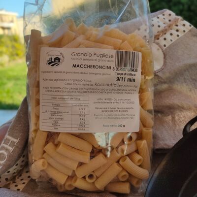 Maccheroncini (handwerkliche Pasta mit Weizen aus eigener Produktion ohne Glyphosat in Rocchetta S.A. PUGLIA) - Standardverpackung nicht biologisch abbaubar