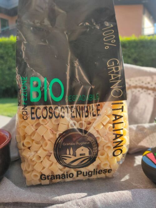 Ditali (Artisan pasta with wheat of own production without glyphosate in Rocchetta S.A. PUGLIA) - Biodegradable Packaging