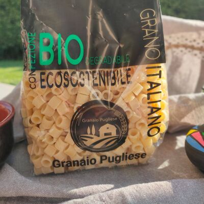 Ditali (Pâtes artisanales au blé de sa propre production sans glyphosate à Rocchetta S.A. PUGLIA) - Emballage biodégradable