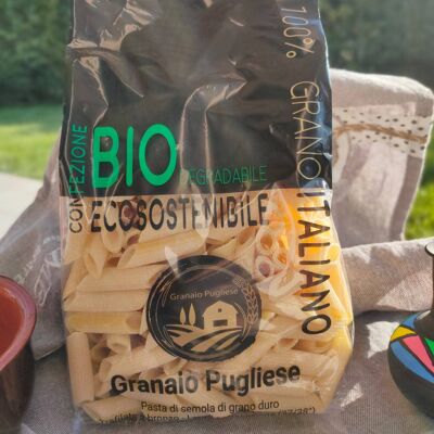 Penne rig. (Artisan pasta with wheat of own production without glyphosate in Rocchetta S.A. PUGLIA) - Biodegradable Packaging