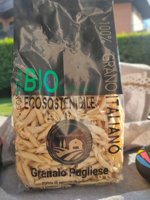 Strozzapreti (Artisan pasta with own production wheat without glyphosate in Rocchetta S.A. PUGLIA) - Biodegradable Packaging