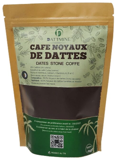 Café de noyaux de dattes 100% Naturel - Café noyaux de dattes moulu - *1 Sachet 250g