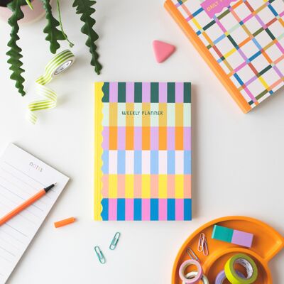 Agenda semanal A5 con bloques de colores