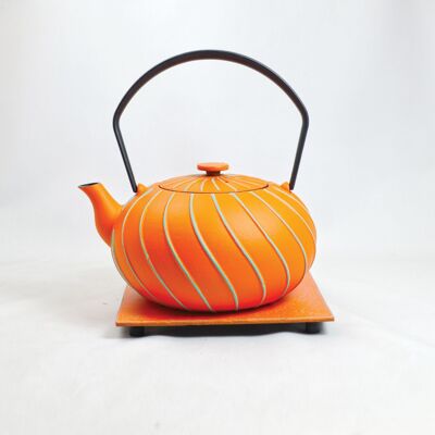Nami cast iron teapot 1.0l lucite green-orange with saucer