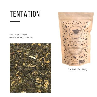 Thé vert bio "Tentation" gingembre-citron vrac 100gr / 250gr / 500gr