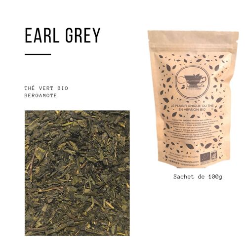 Thé vert bio "Earl grey" bergamote vrac 100gr / 250gr / 500gr
