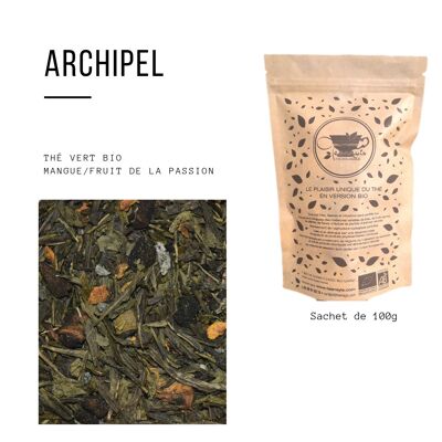 Thé vert bio "Archipel" mangue-fruit de la passion vrac 100gr / 250gr / 500gr