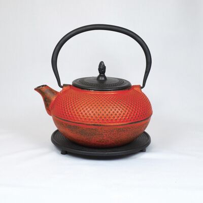 Arare Cast Iron Teapot 1.5L Red/Black Lid