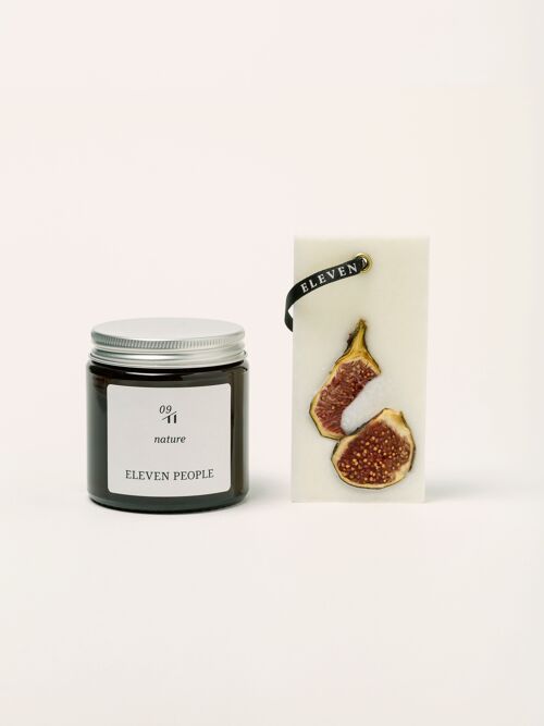 GIFT PACK CANDLE + CLOSET WAX BAR AIR FRESHENER  09. NATURE: green foliage, purple fig and amber