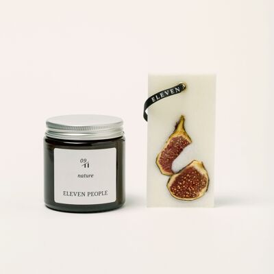 GIFT PACK CANDLE + CLOSET WAX BAR AIR FRESHENER  09. NATURE: green foliage, purple fig and amber