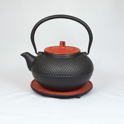Arare Cast Iron Teapot 1.5L Black/Red Lid